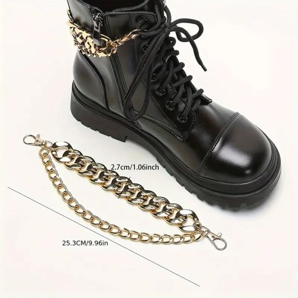 Gold Chain Boot Anklet – Edgy Statement Shoe Accessory for Boots & Heels - Picture 2 of 8